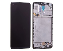 Kijelző Samsung Galaxy A21s (SM-A217F) előlap + LCD kijelző + érintőpanel komplett kerettel fekete GH82-22988A